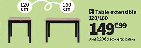 Table extensible 120/160