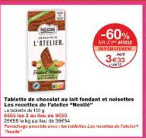 Tablette de chocolat au lait fondant et noisettes