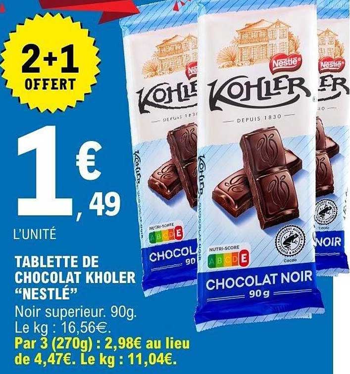 TABLETTE DE CHOCOLAT KOHLER “NESTLÉ”