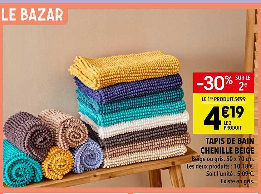 TAPIS DE BAIN CHENILLE BEIGE
