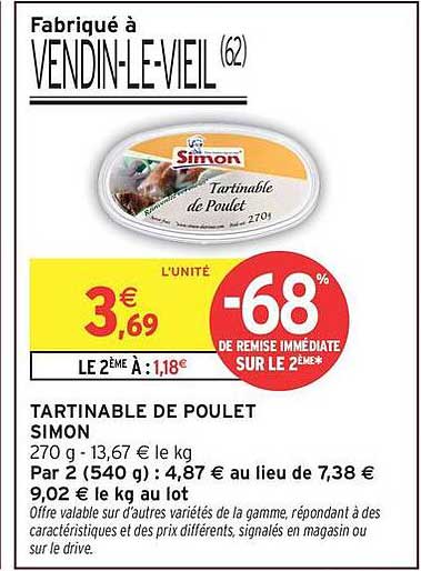 TARTINABLE DE POULET SIMON