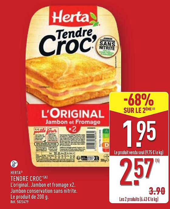 TENDRE CROC' L'Original Jambon et Fromage