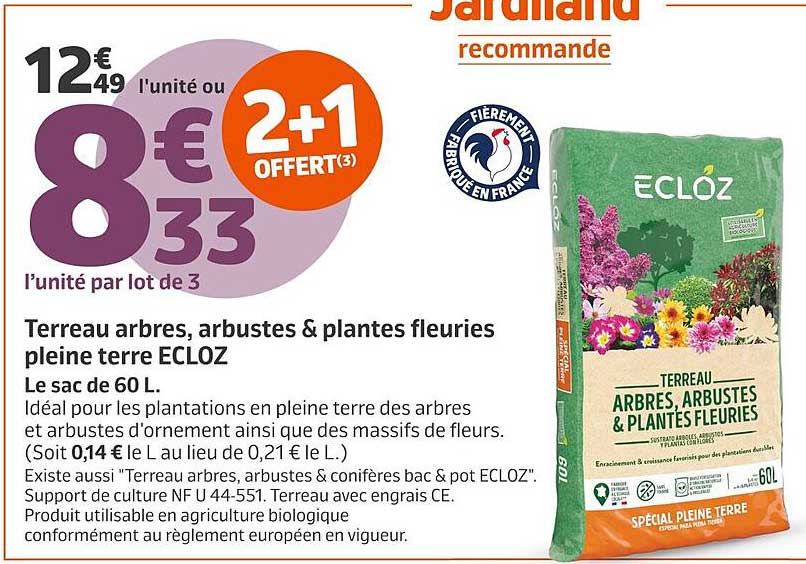 Terreau arbres, arbustes & plantes fleuries pleine terre ECLOZ