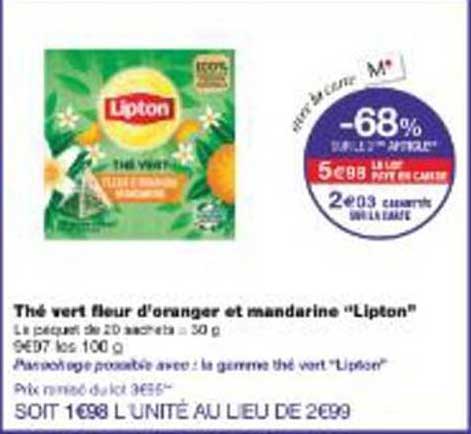 Thé vert fleur d’oranger et mandarine "Lipton"