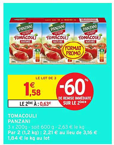 TOMACOUILI PANZANI 3 x 200g - Format Promo