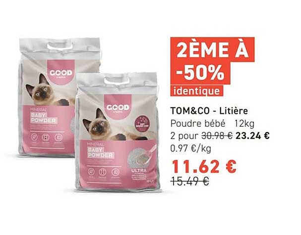 TOM&CO - Litière Poudre bébé 12kg
