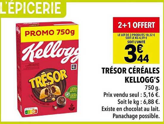 TRÉSOR CÉRÉALES KELLOGG’S 750 g