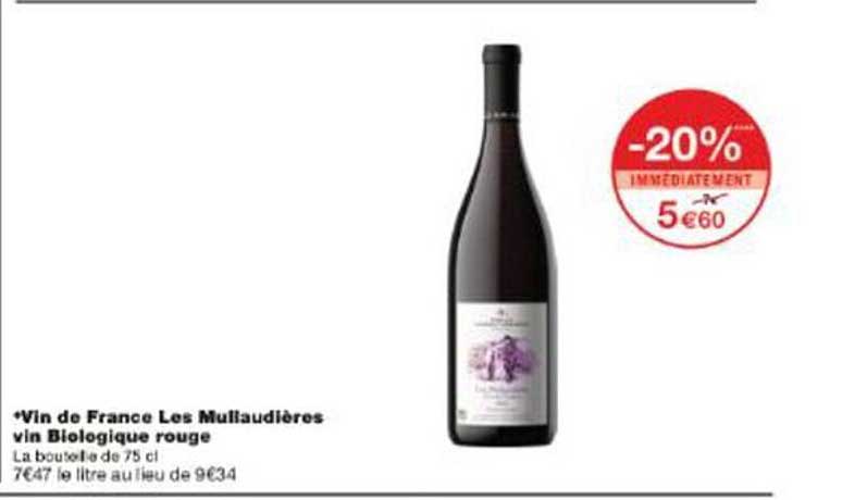 Vin de France Les Mullaudières vin Biologique rouge