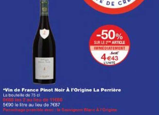 Vin de France Pinot Noir À l'Origine La Perrière