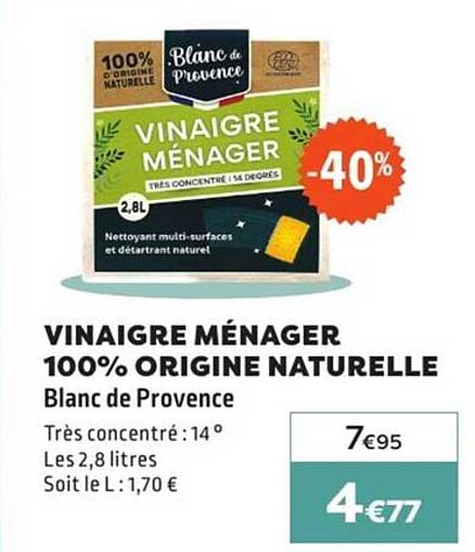 VINAIGRE MÉNAGER 100% ORIGINE NATURELLE