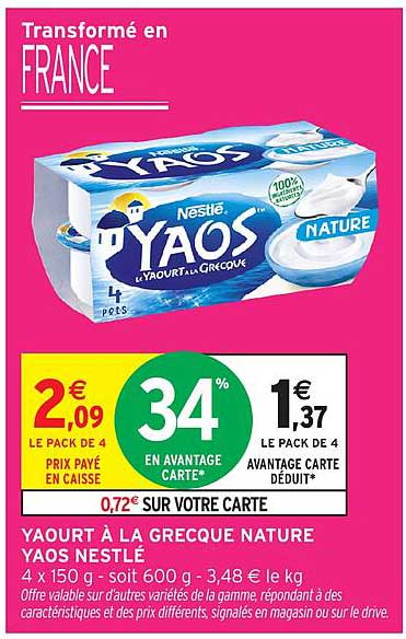 YAOS NESTLÉ YOGOURT À LA GRECQUE NATURE
