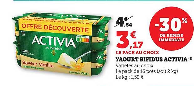 YAOURT BIFIDUS ACTIVIA