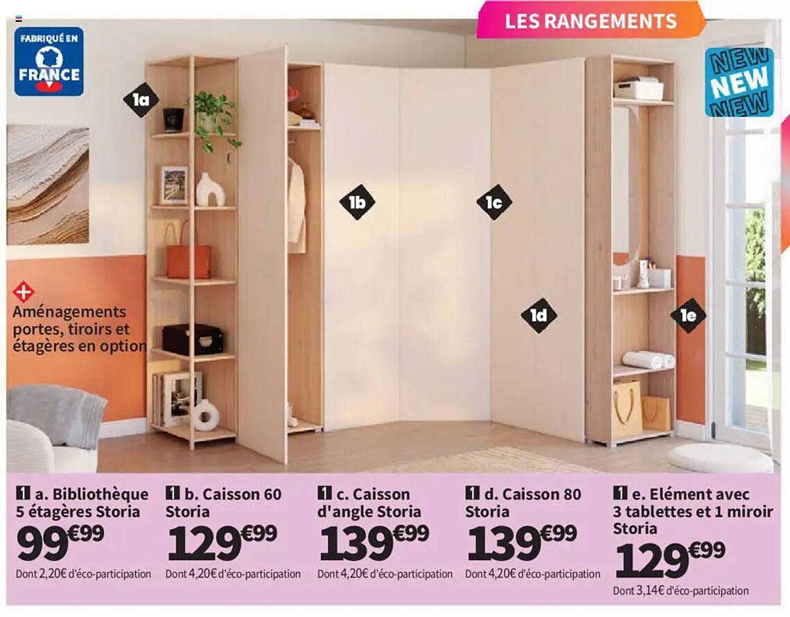 1 a. Bibliothèque 5 étagères Storia