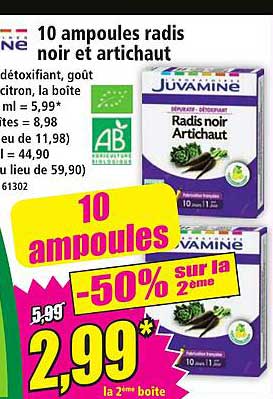 10 ampoules radis noir et artichaut