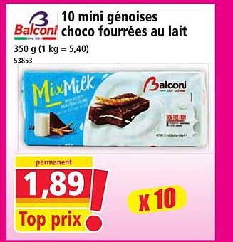 10 mini génoises choco fourrées au lait