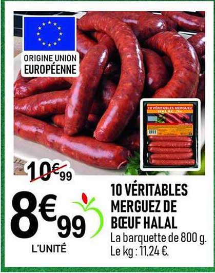10 VÉRITABLES MERGUEZ DE BŒUF HALAL