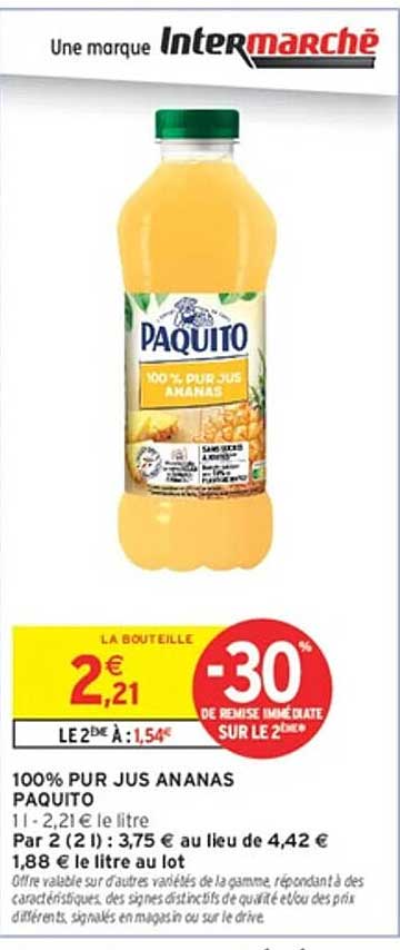 100% PUR JUS ANANAS PAQUITO