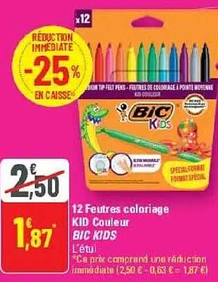 12 Feutres coloriage KID Colour BIC KIDS