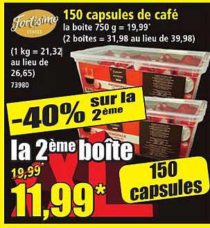 150 capsules de café