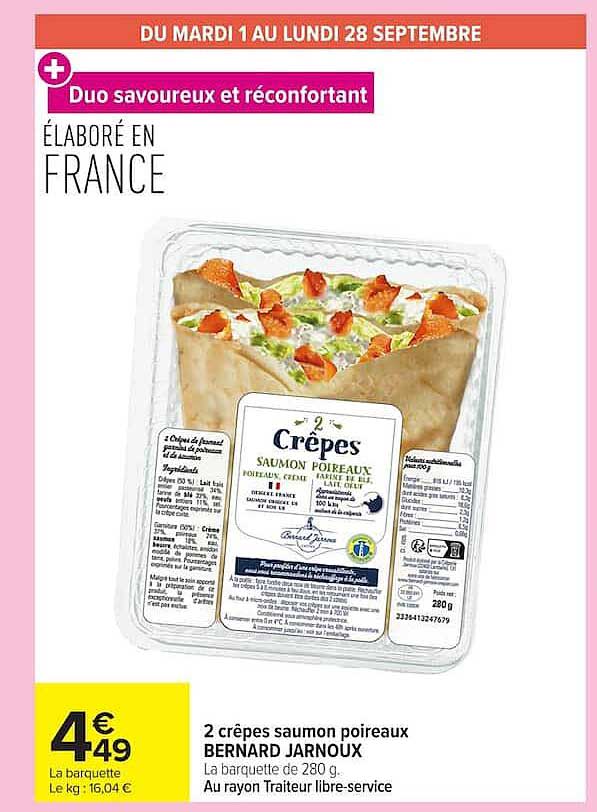 2 crêpes saumon poireaux BERNARD JARNOUX
