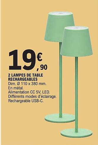 2 LAMPES DE TABLE RECHARGEABLES