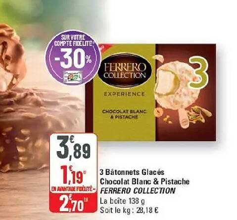 3 Bâtonnets Glacés Chocolat Blanc & Pistache FERRERO COLLECTION