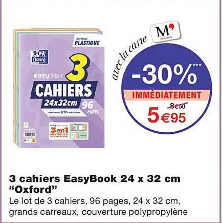 3 cahiers EasyBook 24 x 32 cm “Oxford”
