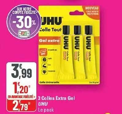 3 Collas Extra Gel UHU Le pack