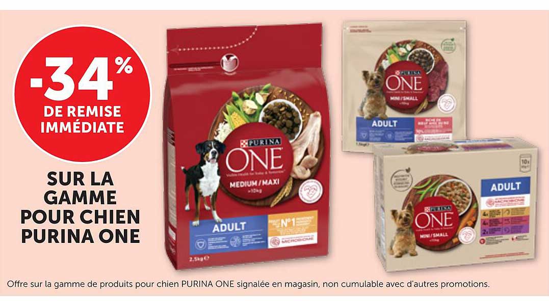 -34% DE REMISE IMMÉDIATE SUR LA GAMME POUR CHIEN PURINA ONE