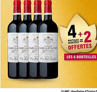 4 + 2 BOUTEILLES ACHETÉES OFFERTES LES 6 BOUTEILLES
