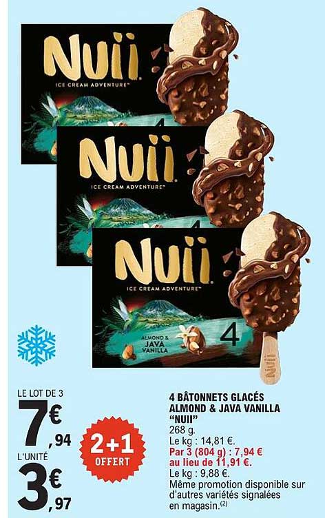 4 BÂTONNETS GLACÉS ALMOND & JAVA VANILLA "NUII"