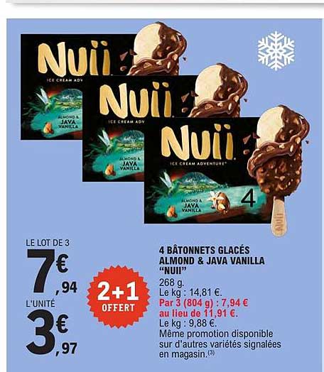 4 bâtonnets glacés ALMOND & JAVA VANILLA “Nuii”