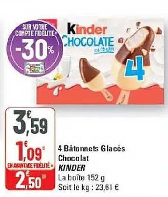 4 Bâtonnets Glacés Chocolat KINDER