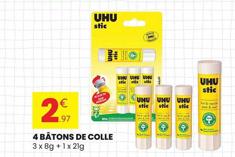 4 BÂTONS DE COLLE 3 x 8g + 1 x 21g
