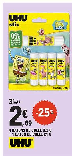 4 BÂTONS DE COLLE 8,2 G + 1 BÂTON DE COLLE 21 G