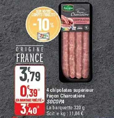 4 chipolatas supérieur Facon Charcutière SOCOOPA