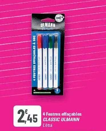 4 Feutres effaçables à sec CLASSIC ULMANN L'étui
