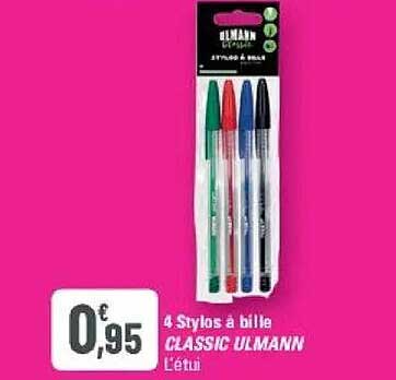 4 Stylos à bille CLASSIC ULMANN L'étui