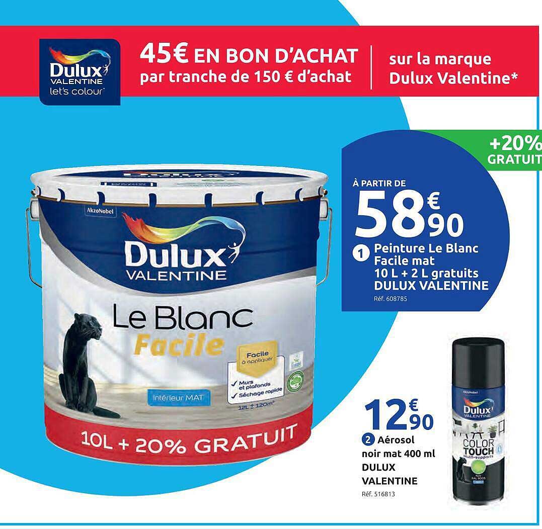 45€ EN BON D’ACHAT par tranche de 150 € d’achat sur la marque Dulux Valentine*