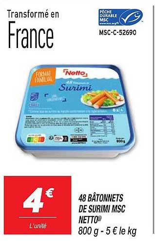 48 BÂTONNETS DE SURIMI MSC NETTO