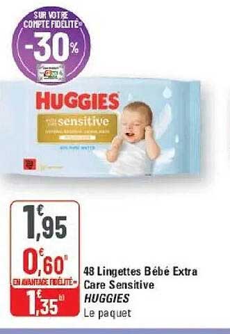 48 Lingettes Bébé Extra Care Sensitive HUGGIES Le paquet