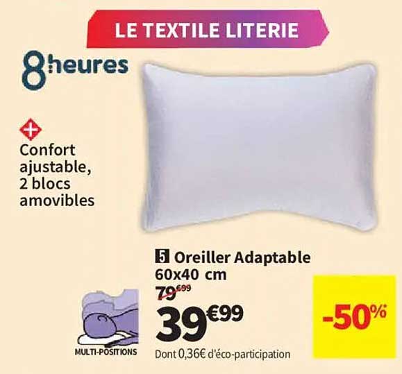 5 Oreiller Adaptable 60x40 cm