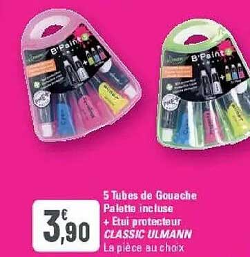 5 Tubes de Gouache Palette incluse + Etui protecteur CLASSIC ULMANN La pièce au choix