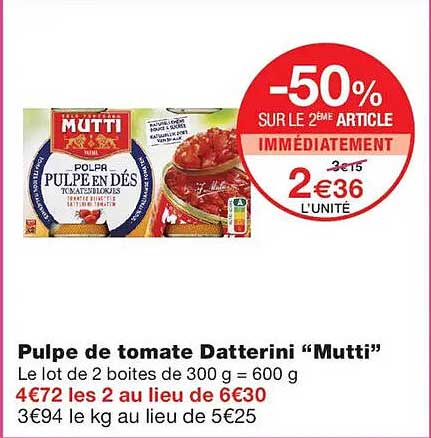 -50% SUR LE 2ÈME ARTICLE IMMÉDIATEMENT