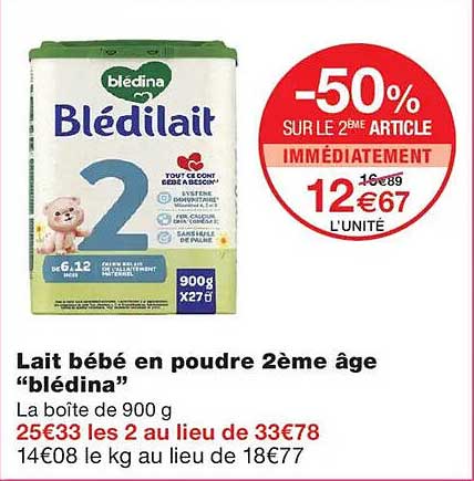 -50% SUR LE 2ÈME ARTICLE IMMÉDIATEMENT