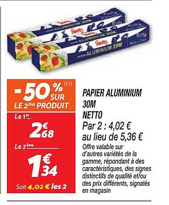-50 % sur le 2ème produit