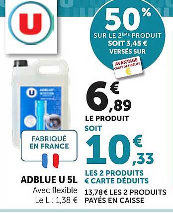 50% SUR LE 2ÈME PRODUIT SOIT 3,45 € VERSÉS SUR