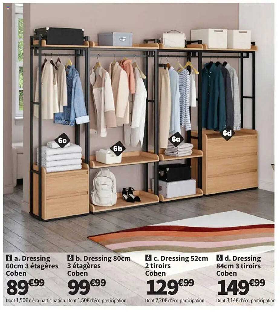 6 a. Dressing 60cm 3 étagères Coben