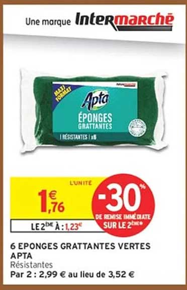 6 EPONGES GRATTANTES VERTES APTA