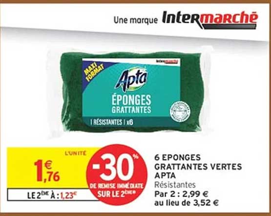 6 EPONGES GRATTANTES VERTES APTA Résistantes